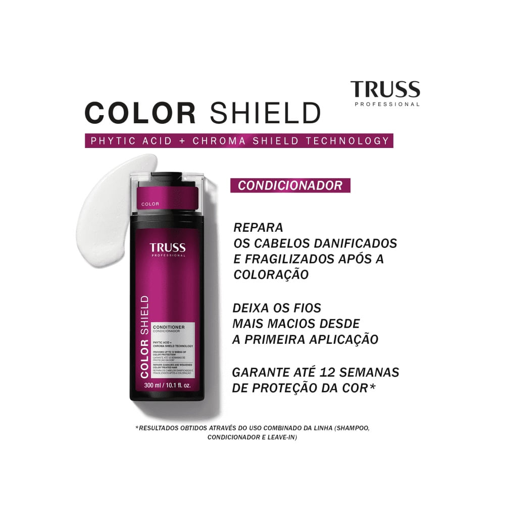 Condicionador Truss Color Shield 300ml, frasco preto e roxo
